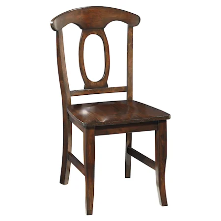 Dining Side Chair with Open Oval Splat Back and Stretcher Support